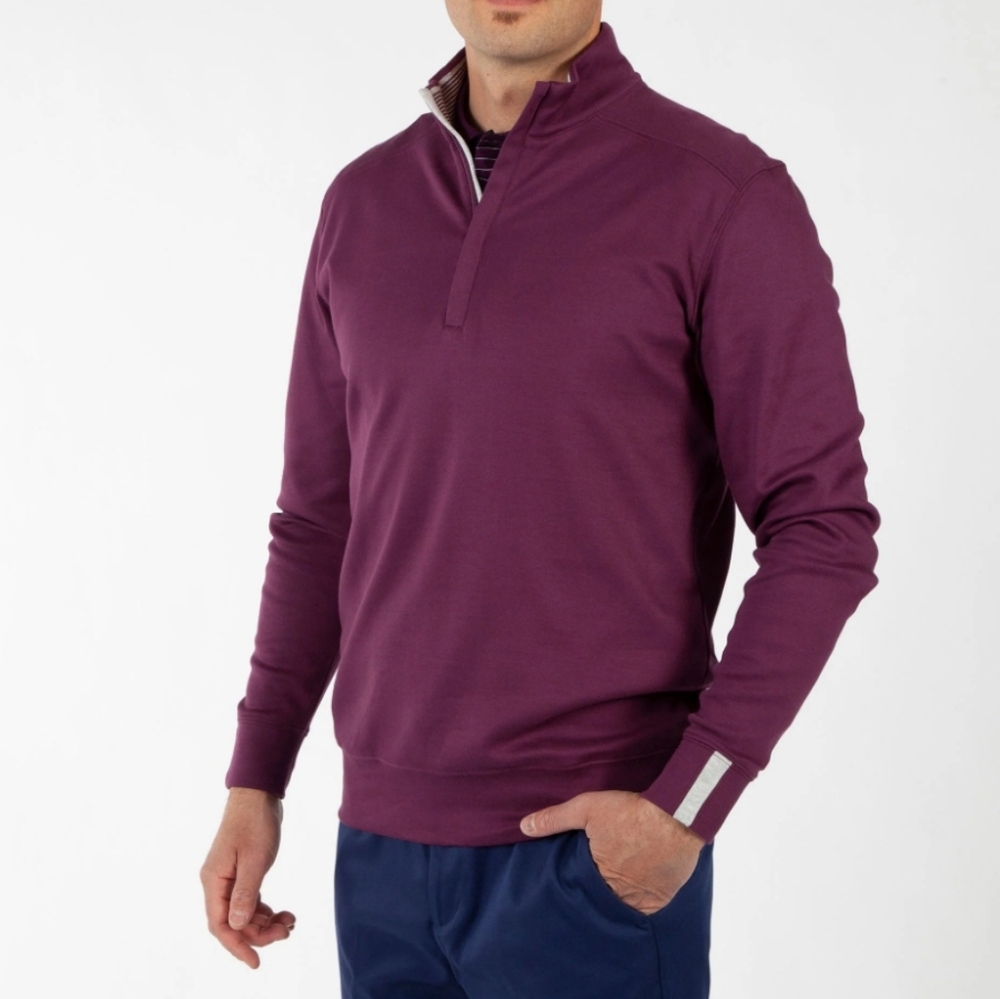 Bobby Jones Signature Collection Quarter Zip Pullover LS Shirts XL Merlot Cotton